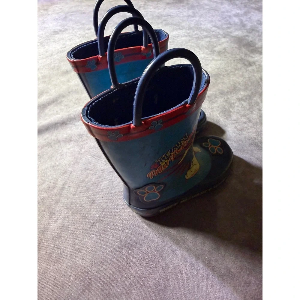 Paw Patrol Toddler Boys Blue Red Rubber Rain Boots Size 5/6 Most Valuable Pups